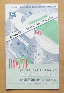 1947 FA Cup Final BURNLEY v CHARLTON ATHLETIC *Exc Condition Football Programme* - Picture 1 of 5