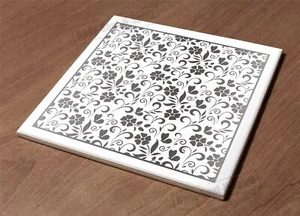 Ceramic Hot Plate kitchen Trivet Holder floral sketch paint decor design gift - Picture 1 of 1