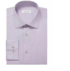 Calvin Klein Men's Steel Regular Fit Non-Iron Solid Dress Shirt Lilac Mist B4HP - Picture 1 of 2