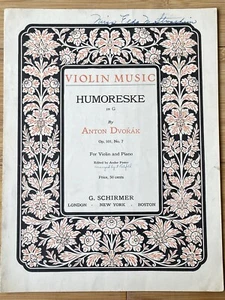 1916 HUMORESKE Noten für KLAVIER & GEIGE von Anton Dvorak, Op 101, Nr 7 - Bild 1 von 5