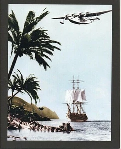 'FLYING BOAT' PHOTO OVER HAWAII 1935 HAND PRINTED B&W PHOTO ON 8X10" MATT BOARD - Picture 1 of 1
