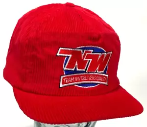 Vtg NW Nations Way  "Team NW Delivers Quality" Trucker Hat-Corduroy-Strapback - Picture 1 of 4