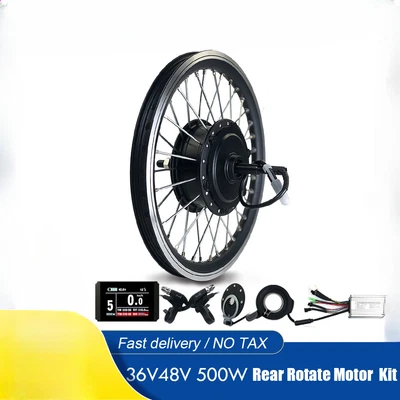 36V 48V 500W E-bike Conversion Kit Brushless Gear Rear Rotate Hub Motor Wheel  - Image 1 of 4