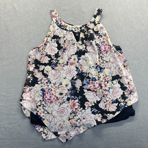 Top tunica donna Alyx taglie forti 2X senza maniche floreale plissettato foderato relax