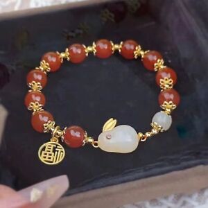 2023 Cute Rabbit Red Beads Attract Wealth Lucky Bracelet Bangle Women Party Gift