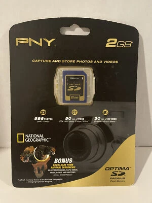 PNY Optima 2GB SD Card P-SD2GB-EF Ultra High Speed Memory - Image 1 of 4