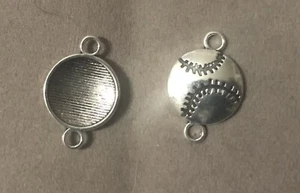 Lot 48 Silver Plated Baseball Connector Beads 14mm For Jewelry Making - Picture 1 of 2