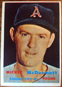 1957 Topps #318 MICKEY McDERMOTT Kansas City Athletics MLB baseball card EX+