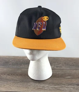 NFL on CBS Sports Snapback Baseball Hat K-Products Black Yellow Vintage Made USA - Picture 1 of 7