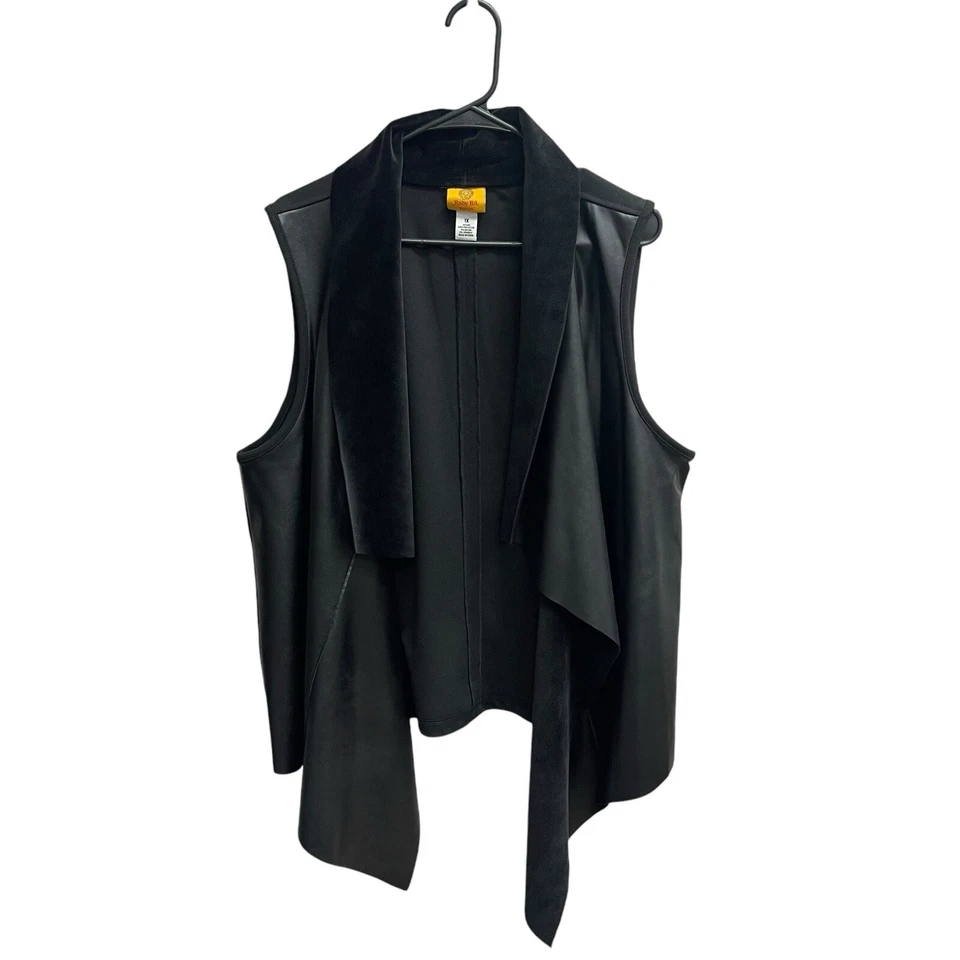 WOMENS RUBY RED FAUX LEATHER Velvet Velour SLEEVELESS VEST JACKET SZ 1X - Image 1 of 4