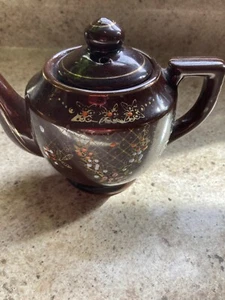 Piccola teiera vintage made in Japan dipinta a mano antica da collezione bordo oro - Foto 1 di 7