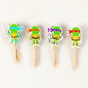 24 Pcs, ninja turtles Cupcake Toppers Kids Birthday Party Supplies. - Picture 1 of 1