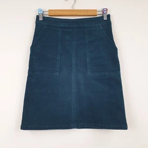 White Stuff Skirt Womens UK 6 Teal Blue Corduroy A-Line Pockets Casual - Picture 1 of 13
