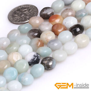 Natural Colorful Amazonite Gemstone Coin Beads For Jewelry Making 12mm 14mm 16mm