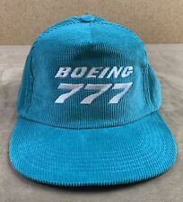 Genuine Boeing Co. 777 Blue Corduroy Hat Snap Back Aviation Aerospace Ball Cap