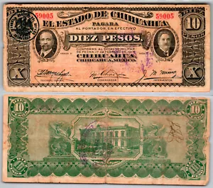 1799: MEXREV: MPM M924c - 1914 EL EDO DE CHIH. 10p w/ CHI & ADUANA O/Ps - Picture 1 of 1