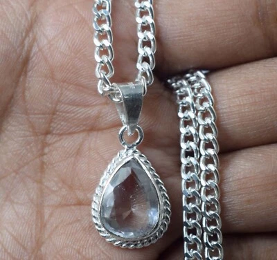 Сертифицированный кулон из натурального 7-каратного белого сапфира Montana с грушей и драгоценными камнями см. видео - Изображение 1 из 4