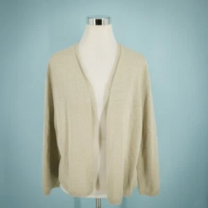 Eileen Fisher Gr. Large L Gold Metallic vorne offen Langarm Strick Cardigan - Bild 1 von 6