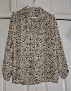Blusa para mujer manga 3/4" fluida talla máxima estudio cuello pequeño poliéster - Imagen 1 de 7