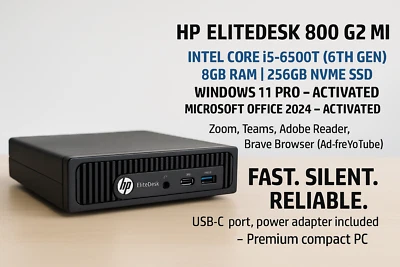 HP EliteDesk 800 G2 Mini i5-6500T 8GB/256GB NVMe | Win 11 Pro | Office 2024 - Image 1 of 4