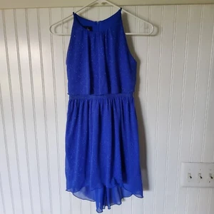 By & By Girl Mini Royal Dress Blue Sparkle and Lace Size 10 Layered Formal  - Picture 1 of 14