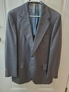 VTG Hart Schaffner Marx 2 Piece Suit Gray Striped Wool 40R blazer 36 pants E5 - Picture 1 of 8