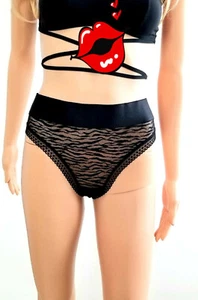 VICTORIA'S SECRET PANTY PIERNA ALTA TIRO ANCHO DESCARADO SEXY ENCAJE NEGRO Mujer talla M - Imagen 1 de 12