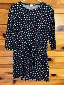 Crewcuts I Love You Heart Print Black Dress Girls Drawstring Long Sleeve Size 14 - Picture 1 of 4