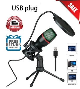 USB Microphone Computer Condenser Recording Microphones For Laptop,Desktop,PC - Picture 1 of 9