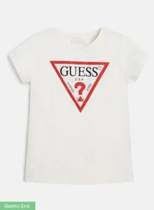 Guess Kids 12 True White Triangle Bling Logo T-Shirt - Picture 1 of 1