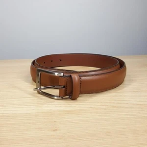 PERRY ELLIS Mens Belt Size Large 38 40 Brown Leather Silver Buckle - Picture 1 of 5