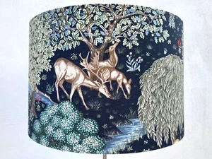 William Morris Handmade Lampshade The Brook - Deer Stag Forest Fabric - Picture 1 of 11
