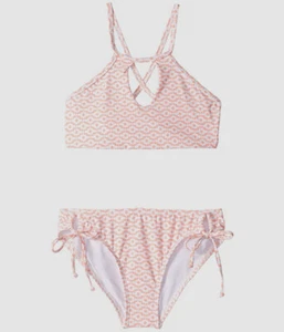 $42 Splendid Little Girls' Blue High Neck Palm Print 2-Piece Swimsuit Size 10 - Picture 1 of 1