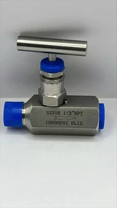 1/2 NPT 316ss Inline Needle Valve (10,000 Psi) ELIS SNV1/2M1/2F10 - Picture 1 of 1