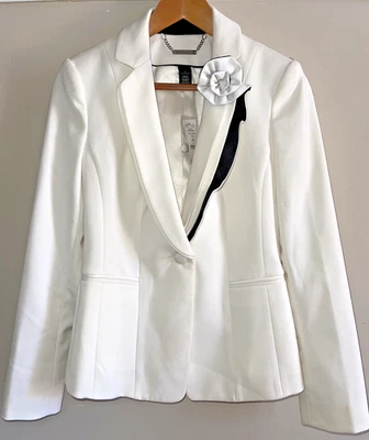 $168 Nwt WHITE HOUSE BLACK MARKET Classic Off White Blazer Jacket Women's Size 4 - Image 1 of 4