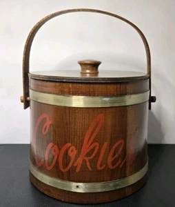 Tarro cubo de madera vintage de galletas/azúcar de abeto coleccionable - Imagen 1 de 15
