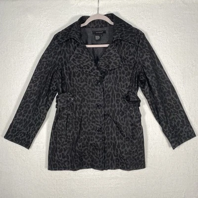 SANDRO 黑色动物印花牛仔夹克长袖 M 码 Mobwife Y2K 风格 — 第 1/4 张图片