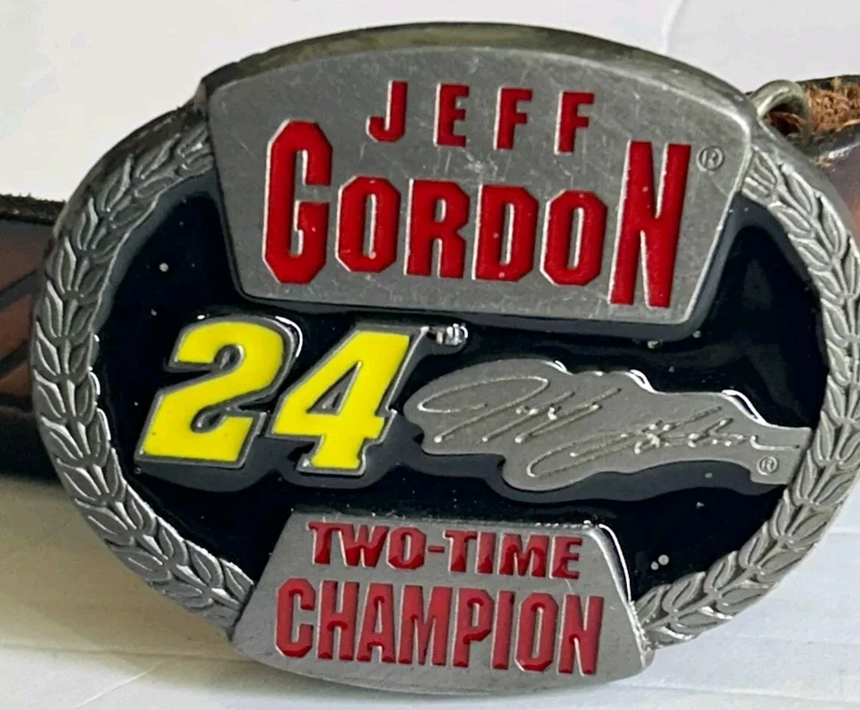 Винтажный ремень и пряжка Jeff Gordon No24 двухкратный чемпион фирменная кожа олово - Изображение 1 из 4