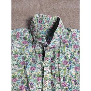 Camisa Alan River Para Hombre XL Verde Púrpura Cachemira Abotonada Manga Corta Bolsillo - Imagen 1 de 11