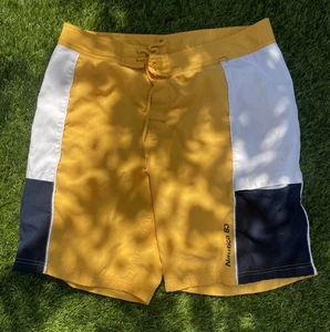 Nautica 83 Swim/shorts Trunks Blue/white/Yellow Drawstring Pocket Men.34” waist. - Picture 1 of 10
