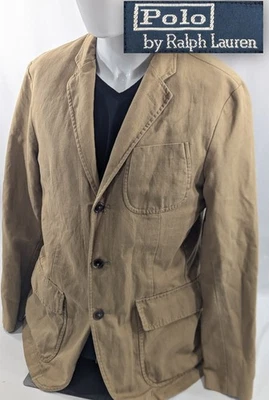 VTG Polo Ralph Lauren Blazer Sport Suit Jacket Linen Cotton Slub Unstructured 40 - Image 1 of 4