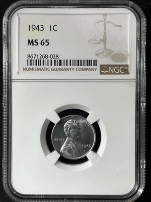 1943 1C  Lincoln Wheat One Cent NGC MS65   8671268-028 - Image 1 of 2