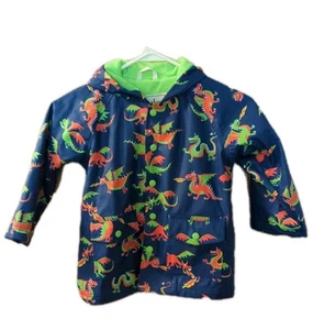 Hatley Toddler Dragon Hooded Rain Coat Size 4T Snap Closure, Terrycloth Lining - Bild 1 von 7