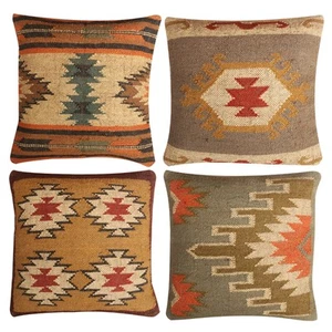 cushion cover handmade Throw Pillow Jute kilim pillow cover Navajo south western - Picture 1 of 8