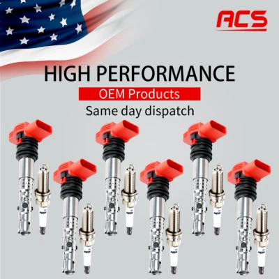 6X Ignition Coil + 6X Spark plug OEM For 2002-2006 Audi A4 A6 Quattro 3.0L UF483 - Image 1 of 4