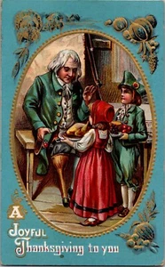 AK Freudiges Erntedankfest an euch Kinder beim Abendessen gestempelt 1911 - Bild 1 von 2