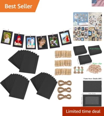Versátiles marcos de fotos de papel hágalo usted mismo de 30 piezas con clips de madera - decoración artística Foto 1 de 4