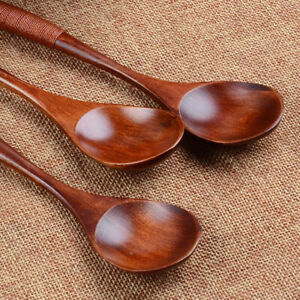 Lot Wooden Spoon Bamboo Kitchen Cooking Utensil Tool Soup Teaspoon Catering