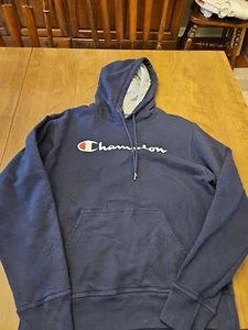 Champion Classic Heavyweight Hoodie Herren Medium Spell Out Navy Blau Langarm - Bild 1 von 6