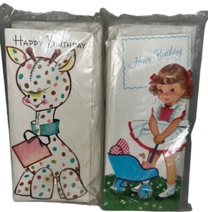 Vintage 50s Children’s Birthday Greeting Cards~20 NIP~Girl~Doll~Giraffe~MCM - Picture 1 of 10
